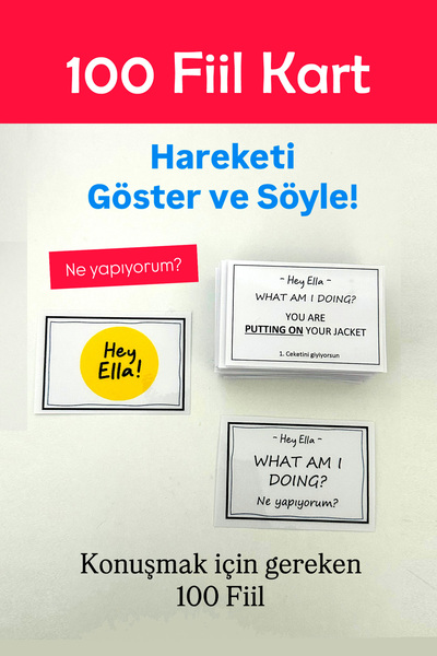 Ella's Style English İngilizce Konuşmak için 100 Kart. Verbs - Hareketi Sen G...