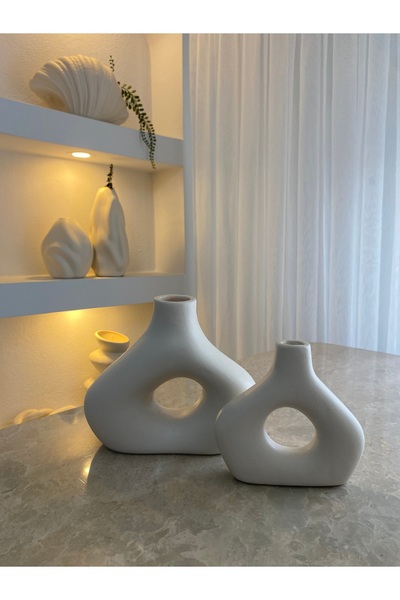 Tuge Home Stonwera 2’Li Seramik Vazo – Kum Beji