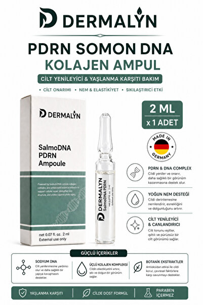 DERMALYN 1 قطعة من أمبولات PDRN التي تحتوي على الكولاجين والحمض النووي للسلمو...