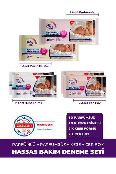 MED-COVER Baby Pişik Önleyici Bakım Mendil Seti – Parfümlü 50'li + Parfümsüz ...
