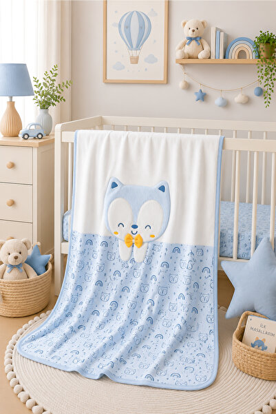 Sitilin Erkek Bebek Çift Katlı Natural Penye Battaniye STL6981