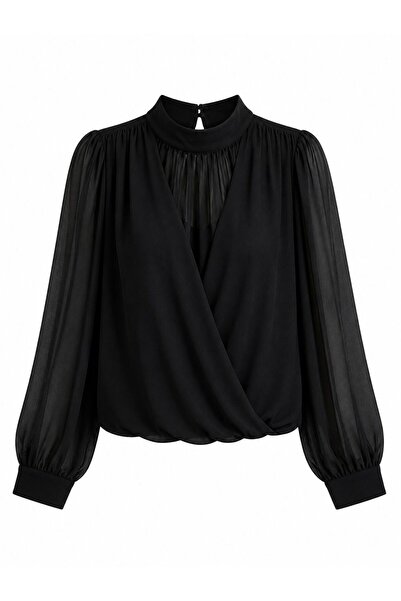 Serpirella Butik Bluză cu guler cu șireturi și talie elastică