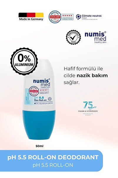 Numis Med pH 5.5 Deo Roll-On 50 ml – Hassas Ciltlere Özel Alüminyumsuz Günlük...