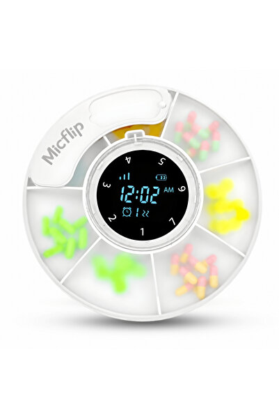 MicFlip S03 Alarm ve Takip Özellikli Akıllı İlaç Saklama Kutusu Beyaz