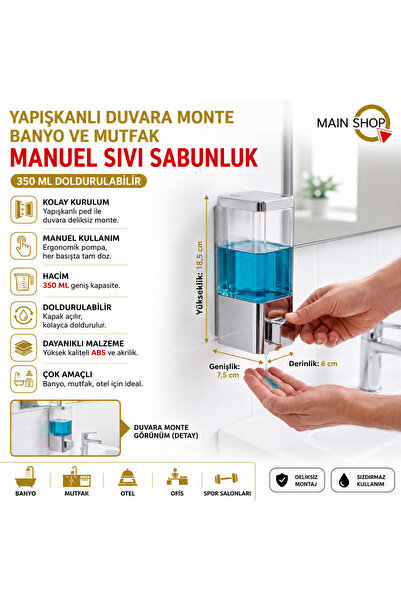 MAİN SHOP 1 Adet Mutfak Banyo Otel Restoran Okul Hastane Uyumlu Şeffaf Haznel...
