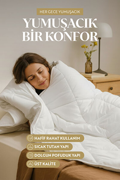 Mions Havena Dolgun Tek Kişilik Microfiber Yorgan - Beyaz (155x215 cm)