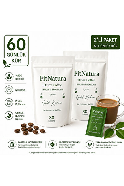 FitNatura Inülin & Bromelain Gold Detox Coffee – 60 Günlük Avantajlı Kür -
