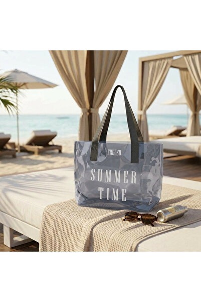 Frelso Şeffaf Plaj Çantası Baskılı Kadın Beach Bag