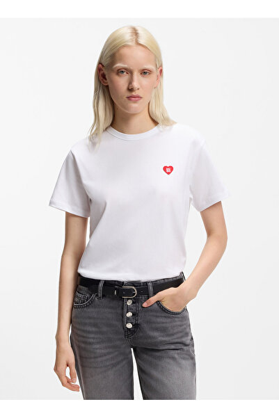 HUGO Beyaz Kadın Regular Fit Logo Baskılı T-Shirt 50562145