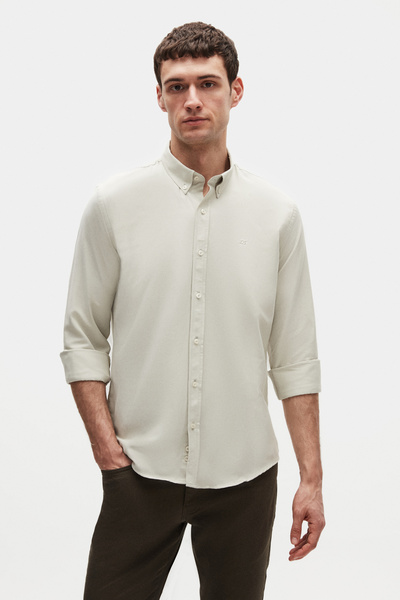 D'S Damat Πουκάμισο Ds Damat Slim Fit Sage Oxford με κουμπιά και γιακά, εύκολ...