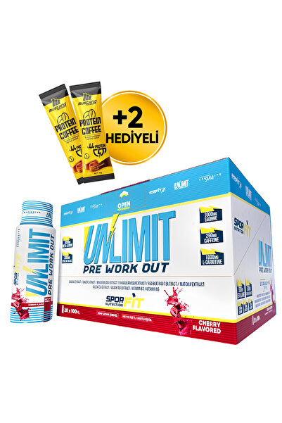 Sporfit Nutrition Unlimit Pre-Workout 20x100 ML Shot Vişne Aromalı + 2 x Prot...