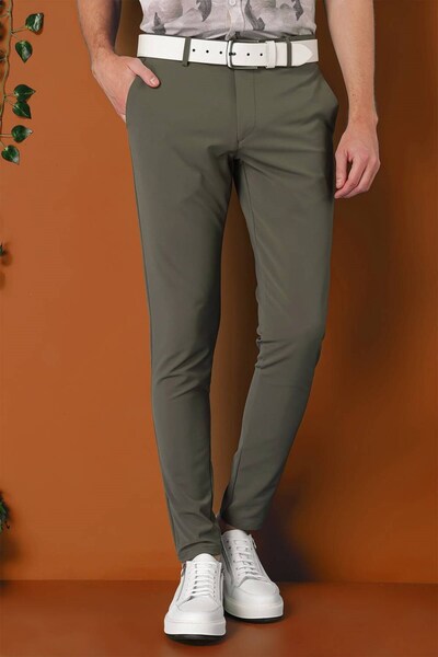 Efor Slim Fit Yan Cepli Düz Esnek Casual Nefti Pantolon P 1144