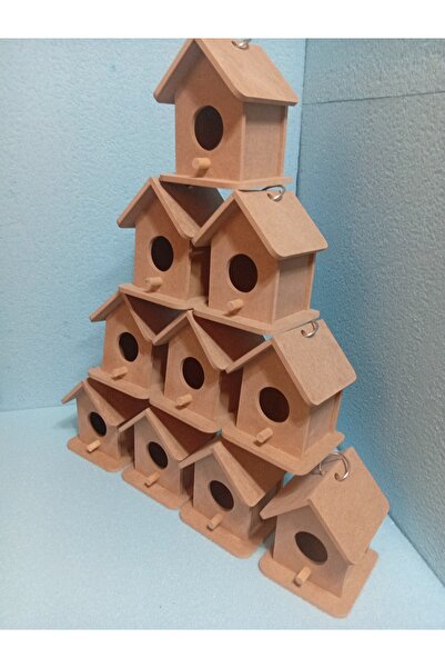 st koleksiyon hobi antika MDF dekoratif 10 lu kuş evi