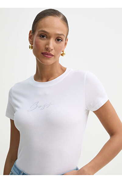 BOSS Bisiklet Yaka Beyaz Kadın T-Shirt 50538826