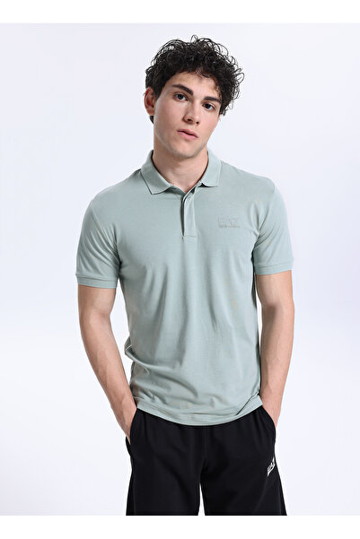 EA7 Gri Erkek Slim Fit Logo Baskılı Polo T-Shirt TRAIN VISIBILITY POLO