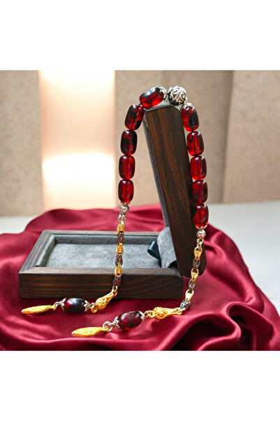 İnan Tesbih Ateşi Amber Rodaj Coated Special Design Zaza Prayer Beads