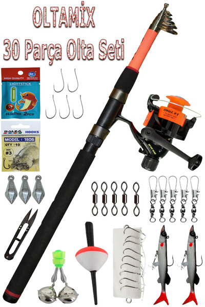 OLTAMİX 50 Parça Olta Seti 240 CM Kamış YS5000 Makine