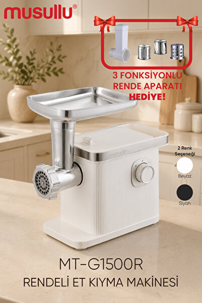 Musullu MT-G1500R 1500W Et Kıyma Makinesi - İçli Köfte ve Sosis Aparatlı gri