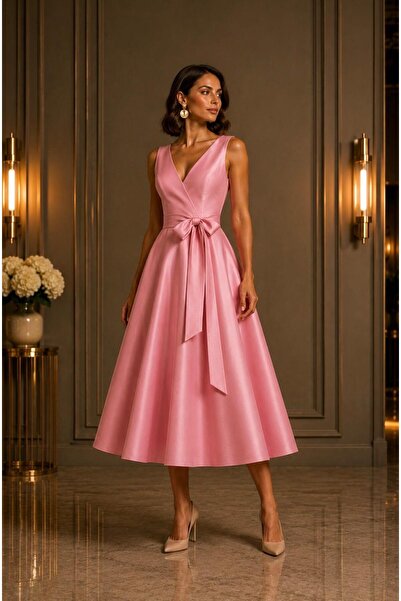 SERAVENZA COUTURE Midi Length Double-Breasted Stylish Event Dress with Closed...