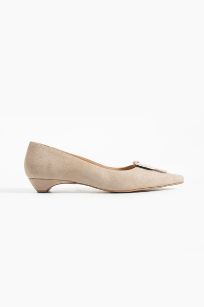 Siena Shoes Trixa Γυναικείες μπαλαρίνες με αγκράφα από γνήσιο δέρμα με τακούν...