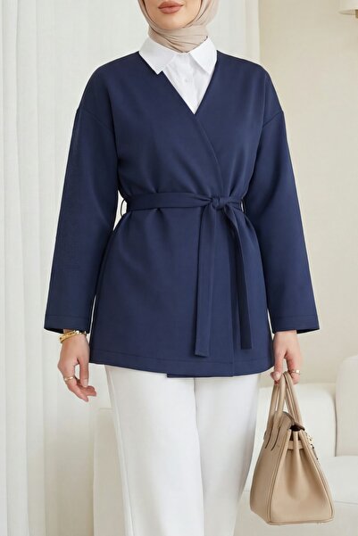 Modamorfo Beli Belted V-Neck Scuba Kimono -Laci