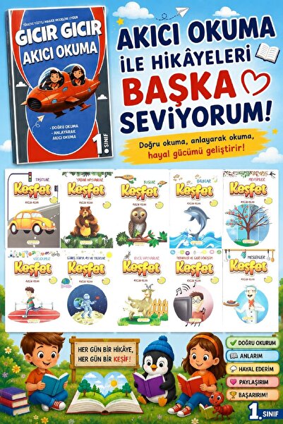 5 Renk Yayınları 1 .Sınıf Tavsiyeli Okumayı Hızlandıran 11 Kitap Seti -5 (16 ...