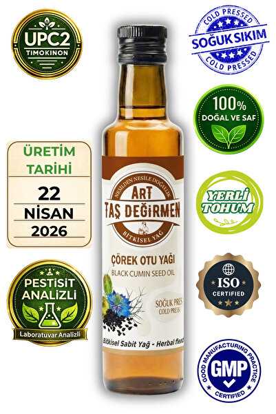 Art Taş Değirmen Soğuk Sıkım Çörek Otu Yağı 250 ml %100 Doğal Ve Saf (PESTİSİ...