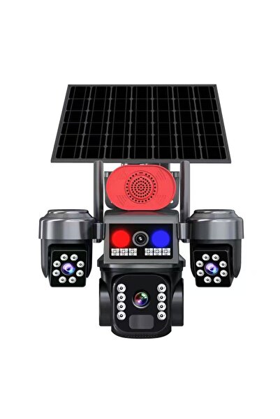 O-KAM Wifi Solar 3 Lens 9MP Siren + Mikrofon + Hoparlör+ Yapay Zeka Güneş Panelli Wifi Kamera