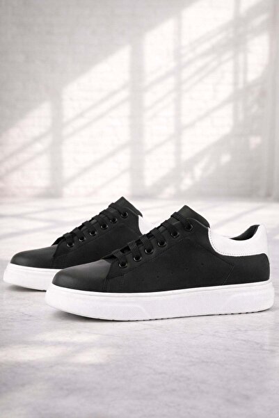 Rakerplus Black Leather Laced Lightweight White Sole Children's Sports Shoes