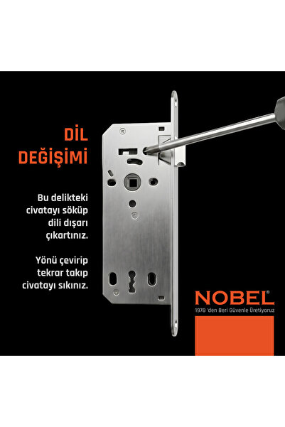 Nobel Sessiz Gömme Kilit Oda Krom 40X23 Mm Oval