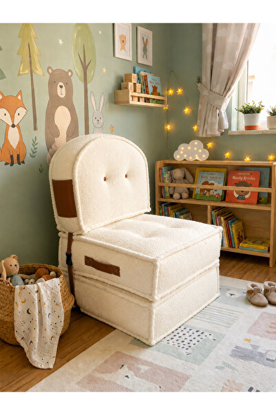 PUFYMAX COMFY Premium Teddy kumaşlı Fermuarlı Modüler Çocuk Koltuğu aktivite ...