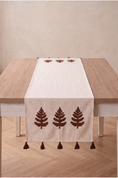 Shopyteks 100% памучен ленен бохемски бродерен покрив за маса – 30x140 cm Еле...