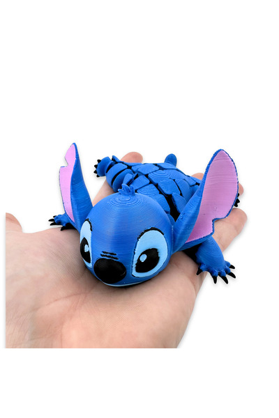 OEM Figurina Stitch articulata 115 mm, Flexies®, printata 3D, jucarie flexibila anti-stres, model decorativ colectie, albastru