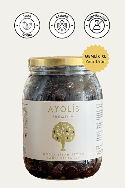 Ayolis Premium Gurme Yağlı Salamura Siyah Zeytin XL 950 g (Zeytinyağlı)