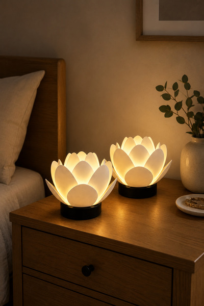 HD1001 2 Adet Lotus Çiçeği Lamba Bohem Abajur Modern Ev Dekoru Mumluk Masa La...