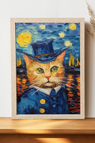 Luna Marissa Αφίσα Cat Van Gogh - Αφίσα τοίχου από γυαλιστερό χαρτί χωρίς πλα...