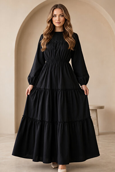 benguen Rochie neagră Hijab - Mâneci elastice, Model 2124