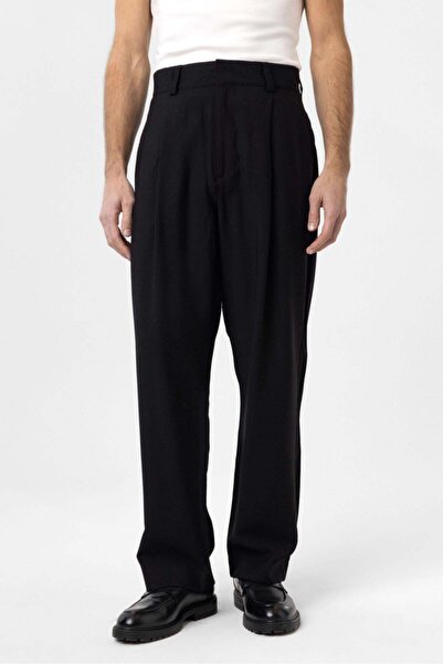 Antioch Black Pleated Baggy Fit Men's Trousers