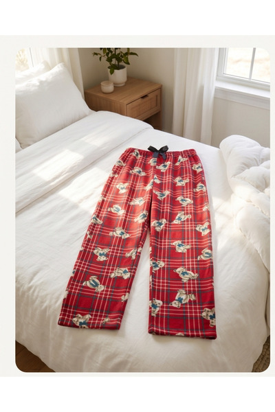 Hirazenmoda Pijamale pentru femei din piele intoarsa, cu un singur fund, text...