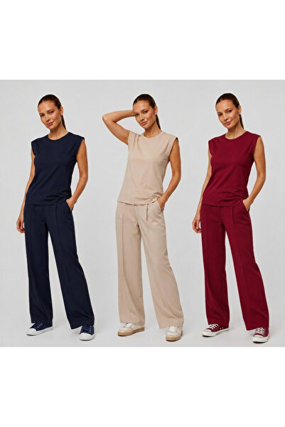Bisiklet Yaka 0 Kol T-Shirt 3'lü Set