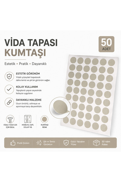 KarapolatYapı Yapışkanlı Yapıştırma Vida Tapası Tıpası KUMTAŞI Vida Kapatıcı ...