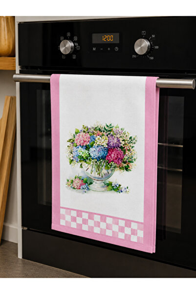 Nef’s Atelier Pembe Çiçekli Fırın Askı Havlusu 30*50 cm