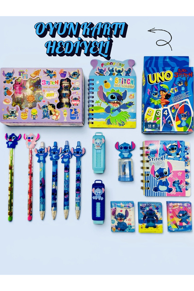ÖZ OFİS Stitch 19 Parça Kırtasiye Seti Uçlu Kalem Not Defteri Kutulu Sticker ...