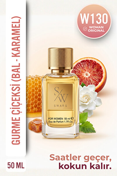 Swars Parfüm W130 Kadın Parfüm Çiçeksi Gurme Edp 50 ML Bal Karamel Paçuli Gar...