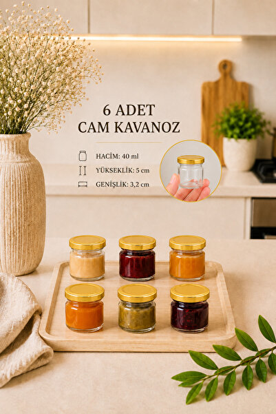 Rotanev 6 Adet 40 ml Gold Metal Kapaklı Şeffaf Numune Mama Ek Gıda Şekerleme ...