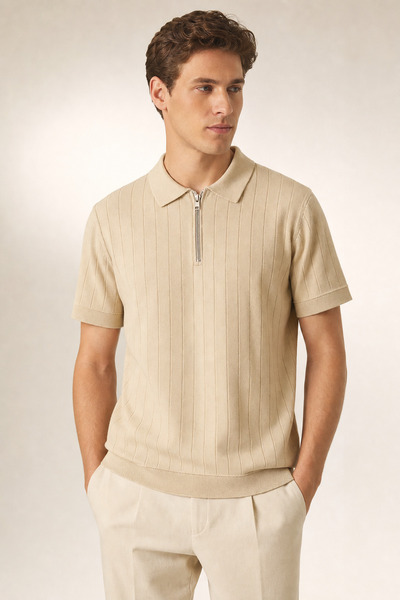 ZMODA SOFT Polo Yaka Fermuarlı Çizgili Old Money Örme Birinci Kalite Yumuşak ...