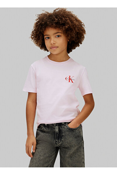 Calvin Klein Unisex Çocuk Chest Monologo Ss T-Shirt - Pembe