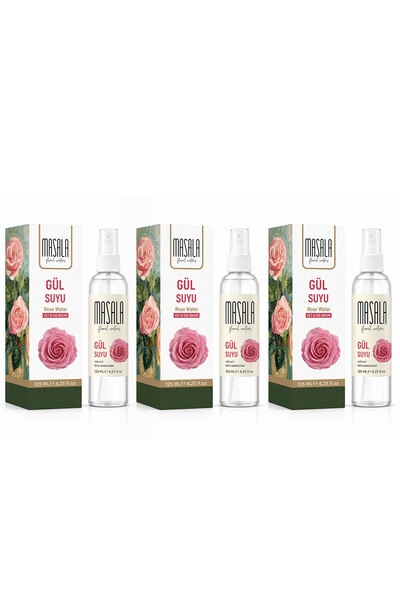 Masala 3 Adet Saf Gül Suyu 125 Ml %100 Doğal Yağlı Hidrosol - Tonik Rose Flor...