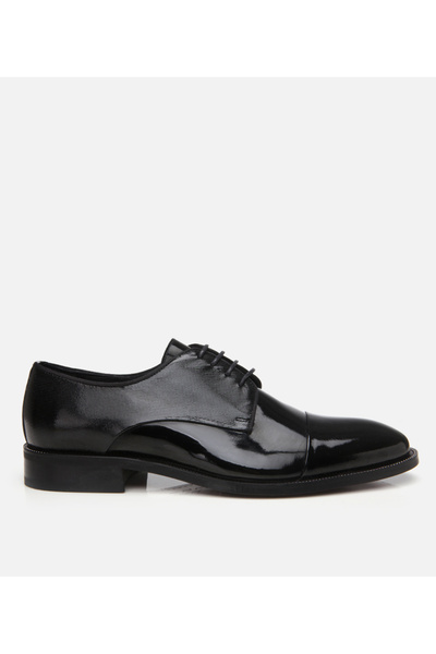 Hotiç Men's Patent Leather Black Stylish Classic Shoes