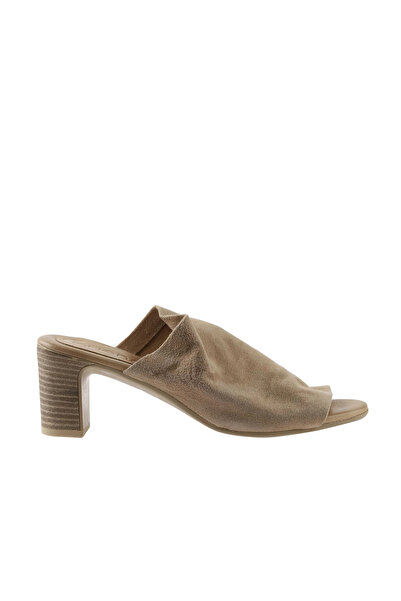 Bueno Shoes Papuci cu toc pentru femei din piele intoarsa bej 01wn1503